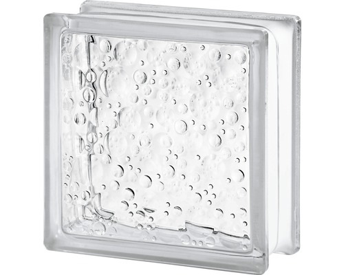 Cărămidă din sticlă Seves Glassblock picături de ploaie albă 19x19x8 cm