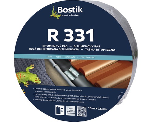 Bandă bituminoasă autoadezivă Bostik R331 pentru lipire și etanșare jgheab, burlan, acoperiș 75 mm 10 m aluminiu