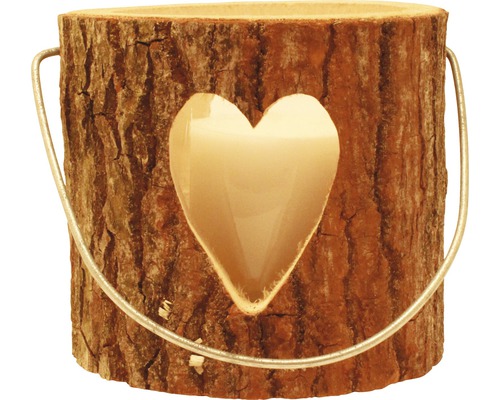 Candelă din lemn Ø 18 cm H 18 cm model inima