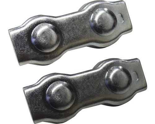 Cleme duble Mamutec 4-6 mm pentru fixat cabluri metalice, 2 bucati
