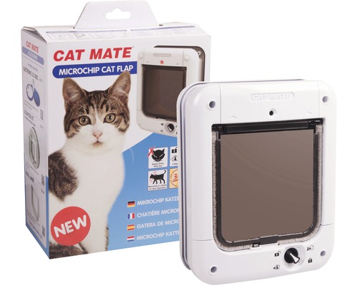 Ușă pentru pisici Cat Mate Microchip 173 x 198 mm, albă