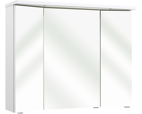 Dulap cu oglindă pelipal Enna I, 3 uși, iluminare LED, 72x90 cm, alb lucios, IP 44