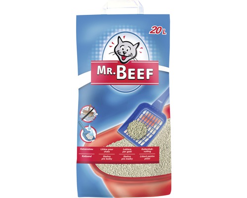Mr.Beef nisip pentru litieră pisici, din bentonită 20 l