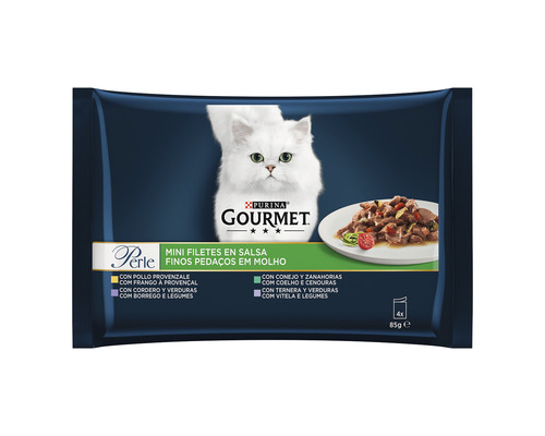 Hrană umedă pentru pisici PURINA Gourmet Perle cu carne și legume în sos 4x85 g-0