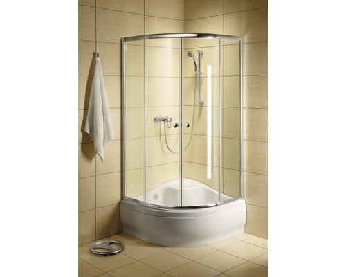 Cabină de duș semirotundă Radaway Classic A 1700, 80x80x170 cm, sticlă securizată transparentă, profil crom-0
