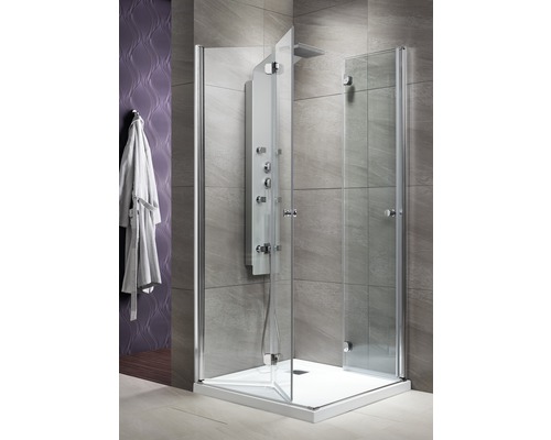 Cabină de duș pătrată Radaway EOS KDD-B, 90x90x197 cm, sticlă securizată transparentă, profil crom