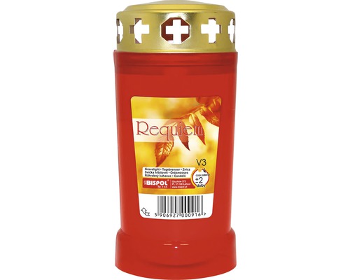 Candelă Bispol cu capac V3, roșie, durata de ardere 45 h