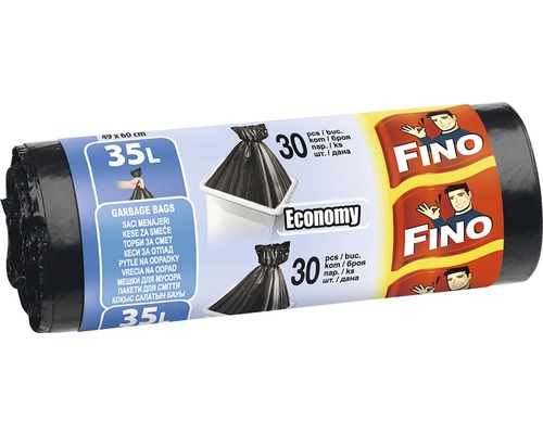 Saci menaj Fino Economy 35L 49x60 cm, negru, rolă 30 bucăți-0