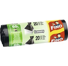 Saci menajeri Fino Economy 60L 59x72 cm, negru, rolă 20 bucăți-thumb-0