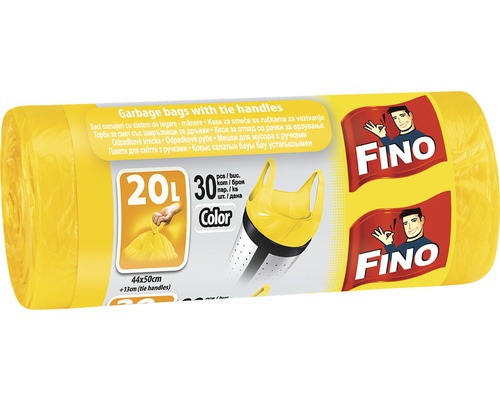 Saci menajeri Fino Color 20L 44x50 cm, cu mânere, rolă 30 bucăți