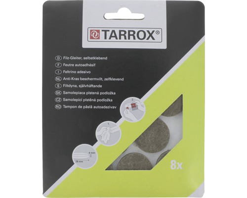 Protecţie rotundă pâslă Tarrox 28x6mm maro, pachet 8 bucăți, autoadezive