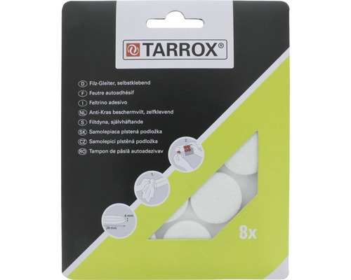Protecţie rotundă pâslă Tarrox 28x6mm alb, pachet 8 bucăți, autoadezive