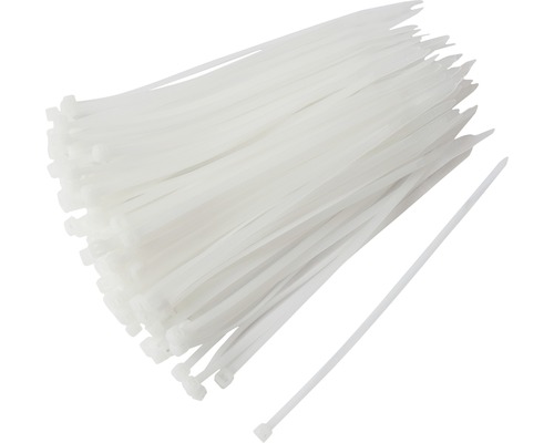 Coliere rapide din plastic Strohm 3,6x200 mm, pachet 100 bucăți, alb