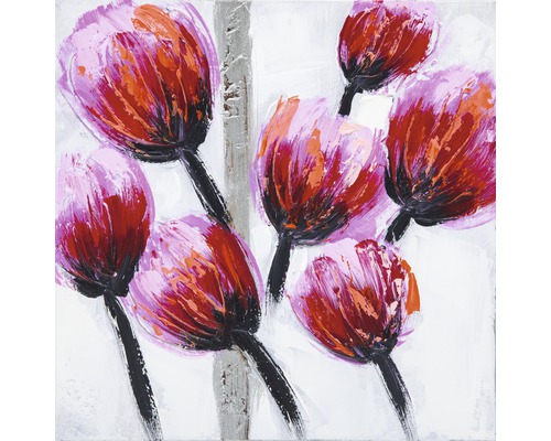 Tablou pictat manual Tulip roz 30x30 cm-0