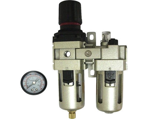 Regulator de presiune filtru, manometru și lubrificator Mecafer 1/4" 10 bari - HORNBACH România