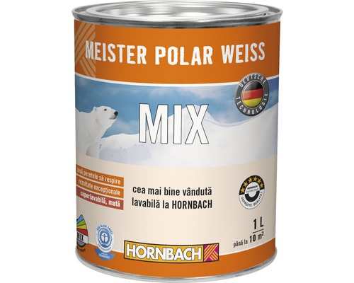 Vopsea lavabilă Meister Polar Weiss bază A în nuanţa dorită 1 l