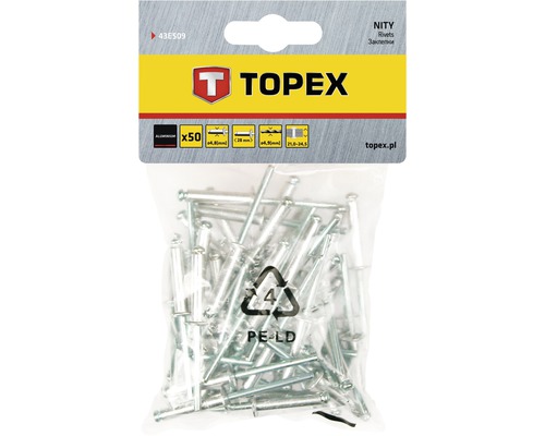 Pop-nituri Topex Ø4,8x28 mm aluminiu/oțel, pachet 50 bucăți-0