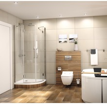 Cabină de duș semirotundă basano Romallo, 90x90x195 cm, sticlă securizată transparentă, profil aluminiu cromat-thumb-8