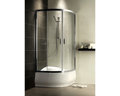 Cabină de duș semirotundă Radaway Premium Plus A 1700, 90x90x170 cm, sticlă securizată satinată, profil crom