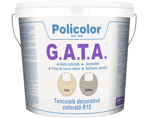 Tencuială decorativă colorată G.A.T.A. R15 crem 25 kg-0