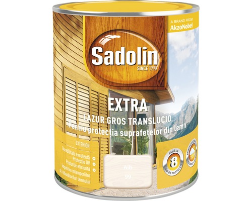Lazură pentru lemn Sadolin Extra alb 0,75 l-0