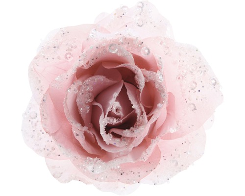 Decorațiune trandafir, roz cu sclipici-0