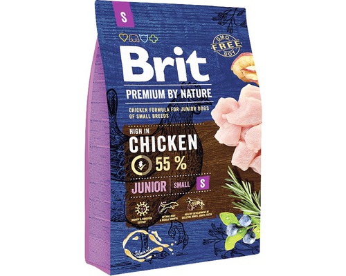 Hrană uscată pentru câini Brit Premium by Nature Junior S cu pui 3 kg