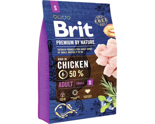 Hrană uscată pentru câini Brit Premium by Nature Adult S cu pui 3 kg