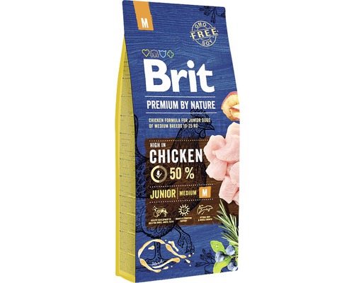 Hrană uscată pentru câini Brit Premium By Nature Junior M cu pui 15 kg
