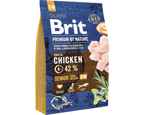 Hrană uscată pentru câini Brit Premium by Nature Senior S+M cu pui 3 kg