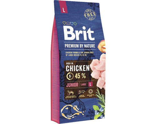 Hrană uscată pentru câini Brit Premium By Nature Junior L cu pui 15 kg-0