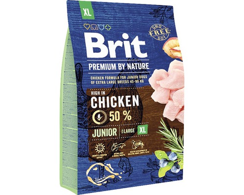 Hrană uscată pentru câini Brit Premium by Nature Junior XL cu pui 3 kg