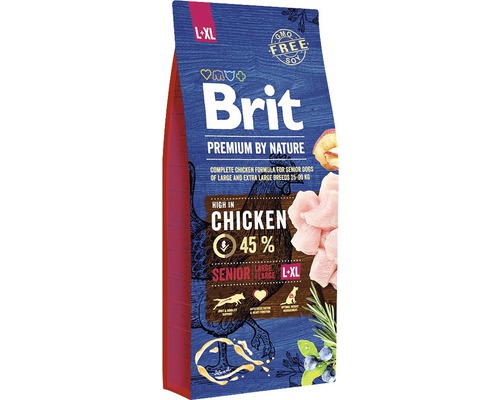 Hrană uscată pentru câini Brit Premium by Nature Senior L+XL cu pui 15 kg