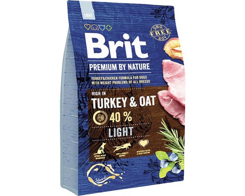 Hrană uscată pentru câini Brit Premium by Nature Light cu curcan și ovăz 3 kg