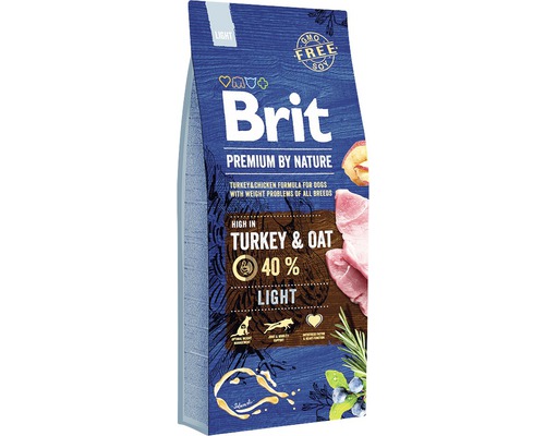 Hrană uscată pentru câini Brit Premium by Nature Light cu curcan și ovăz 15 kg