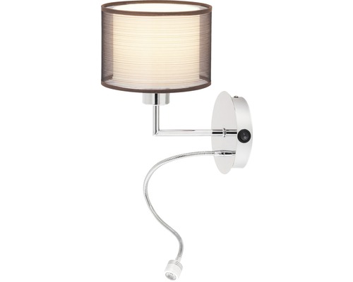Veioză & lampă de citit Anastasia E27 max. 1x60W & LED integrat 1W, crom/maro