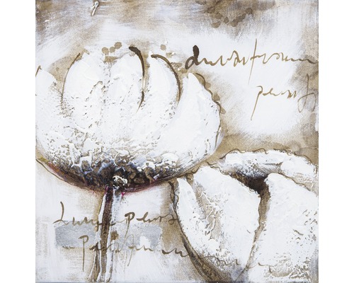 Tablou pictat manual White Tulip 30x30 cm