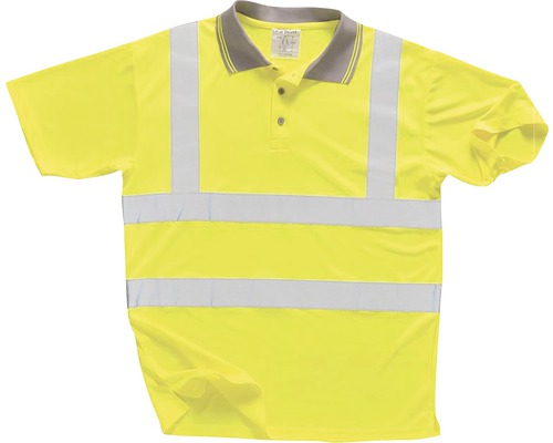 Tricou cu guler tip polo Ardon din bumbac + poliester galben reflectorizant, mărimea L
