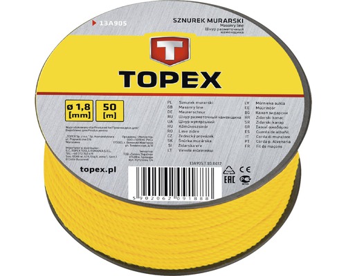 Sfoară pentru zidărie Topex Ø1,8mm x 50m, galbenă