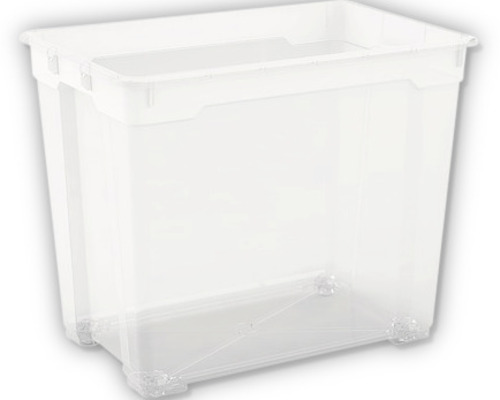 Cutie plastic fără capac Dirk XXL 570x380x470 mm transparentă, cu roți-0