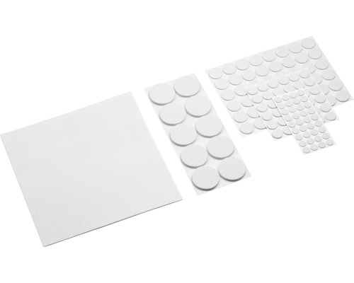Set protecții autoadezive pentru mobilier Meister, pâslă + plastic alb, 131 piese