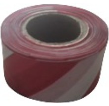 Bandă de avertizare & delimitare 70mm x 200m, alb/roșu, din polietilenă-thumb-0