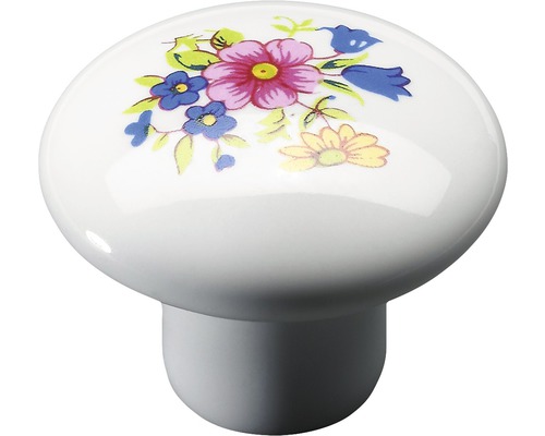 Buton pentru mobilă Hettich Country Ø35mm, ceramică cu motive florale