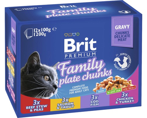 Hrană umedă pentru pisici Brit Premium by Nature Multipack Adult în sos 12x100 g-0