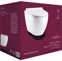Jungborn Set WC suspendat Donella, margine de clătire deschisă, cu capac WC, alb-thumb-5