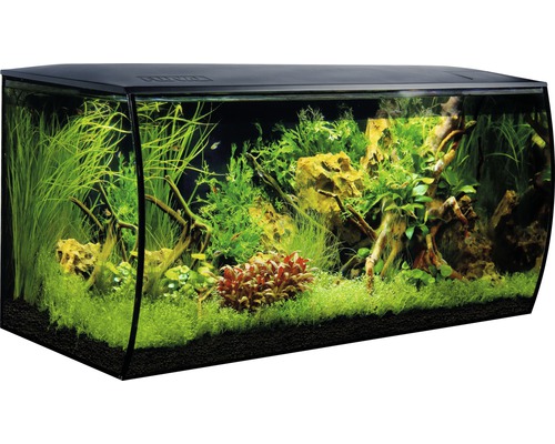Set acvariu Fluval Flex 123 l cu iluminare LED, filtru, pompă, telecomandă, fără dulap inferior inclus, negru