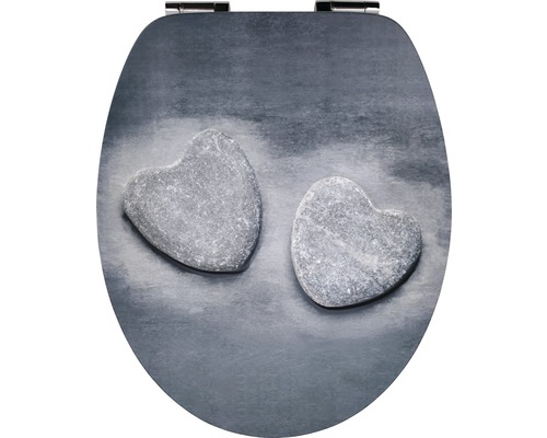 Capac WC form & style Stone Heart MDF, închidere lentă, gri-0