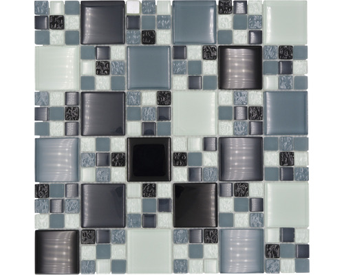 Mozaic sticlă XCM 8565 mix alb/gri/negru 30x30 cm-0