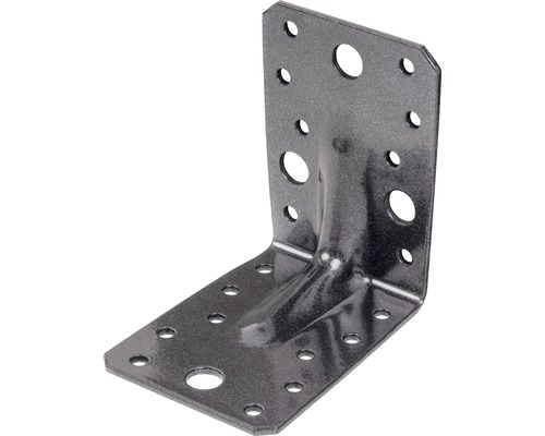 Colțar metalic perforat Alberts Duravis 90x90x65x2,5 mm, rigidizat, oțel zincat negru-0