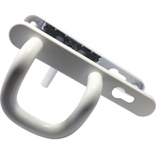 Mânere ușă mobil/fix cu șild Omega 85/225 mm alb, pentru tâmplărie PVC/aluminiu-thumb-0